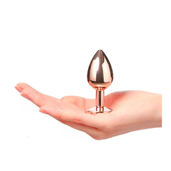 Small Rose Gold Metal Butt Plug with Diamond Base – Tapered Plug by Dorcel