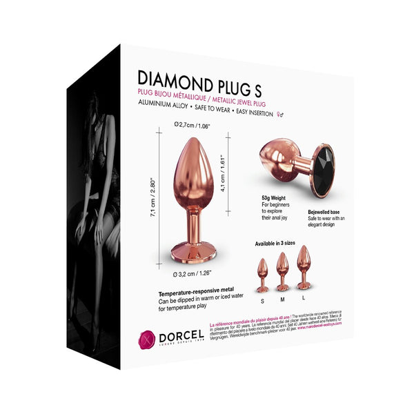 Small Rose Gold Metal Butt Plug with Diamond Base – Tapered Plug by Dorcel