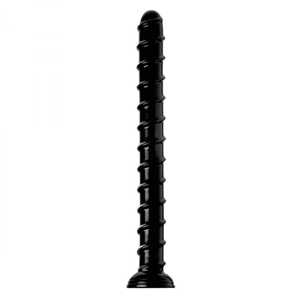 18 Inch Swirl Thick Anal Snake Dildo – Extra Long Black Suction Toy by XR Brands