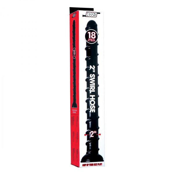18 Inch Swirl Thick Anal Snake Dildo – Extra Long Black Suction Toy by XR Brands