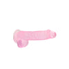 Crystal Clear Dildo with Balls – 6 Inch Length, Suction Base (Pink/Purple)