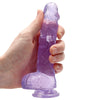 Crystal Clear Dildo with Balls – 6 Inch Length, Suction Base (Pink/Purple)