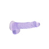 Crystal Clear Dildo with Balls – 6 Inch Length, Suction Base (Pink/Purple)