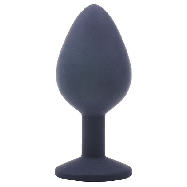 Medium Black Silicone Butt Plug with Purple Diamond – Jewelled Anal Plug