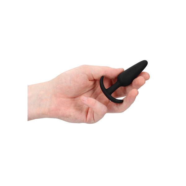 Beginner Slim Black Silicone Butt Plug – Tapered Plug with Grip Handle