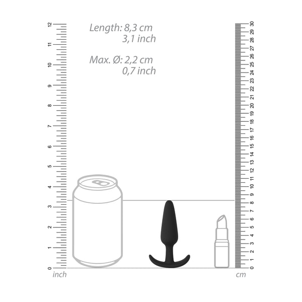 Beginner Slim Black Silicone Butt Plug – Tapered Plug with Grip Handle